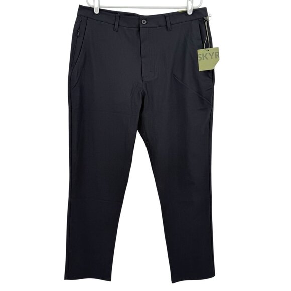 SKYR Men's Tricot Dynasty Slim Fit UPF Stretch Anti Odor Black Pant Sz 36x30 NWT - Picture 1 of 10